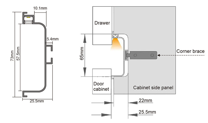Middle Cabinet Handle-free Free cut linear series