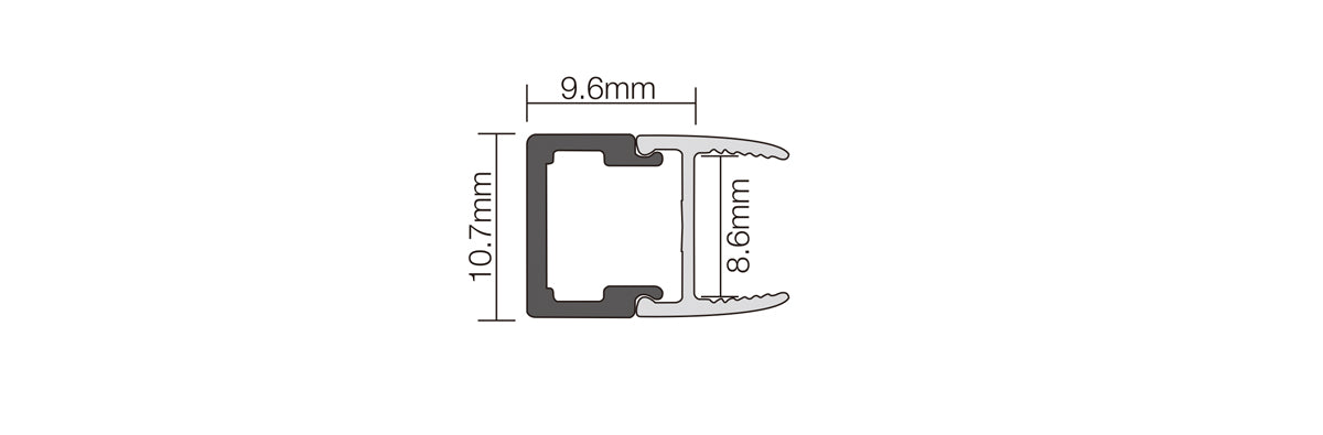Glass Shelf Surface mounted Rigid Free cut linear series