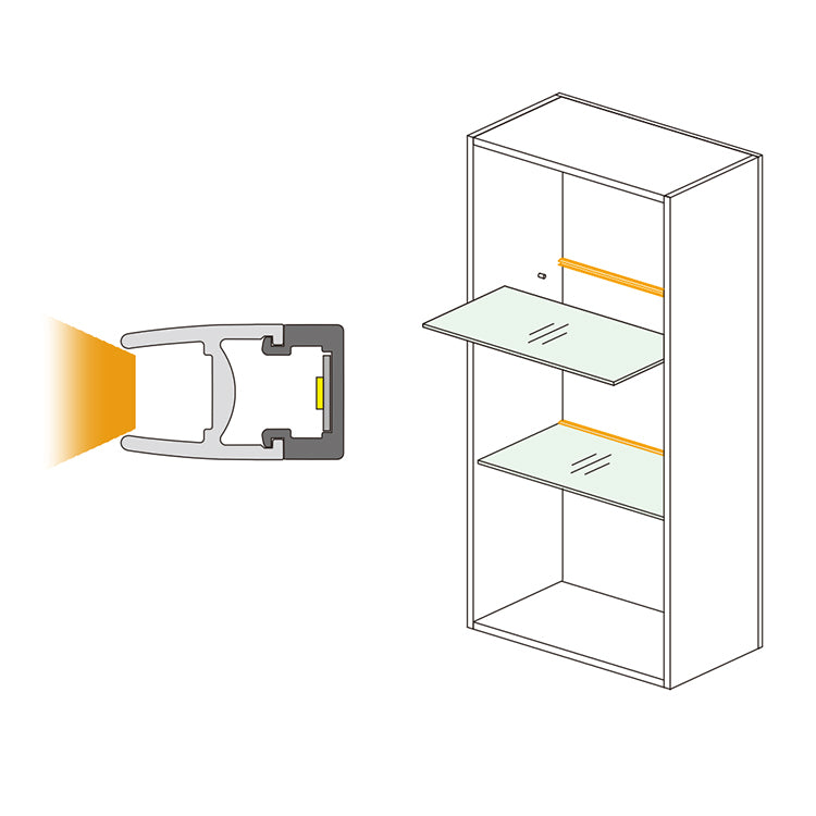 Glass Shelf Surface mounted Rigid Free cut linear series
