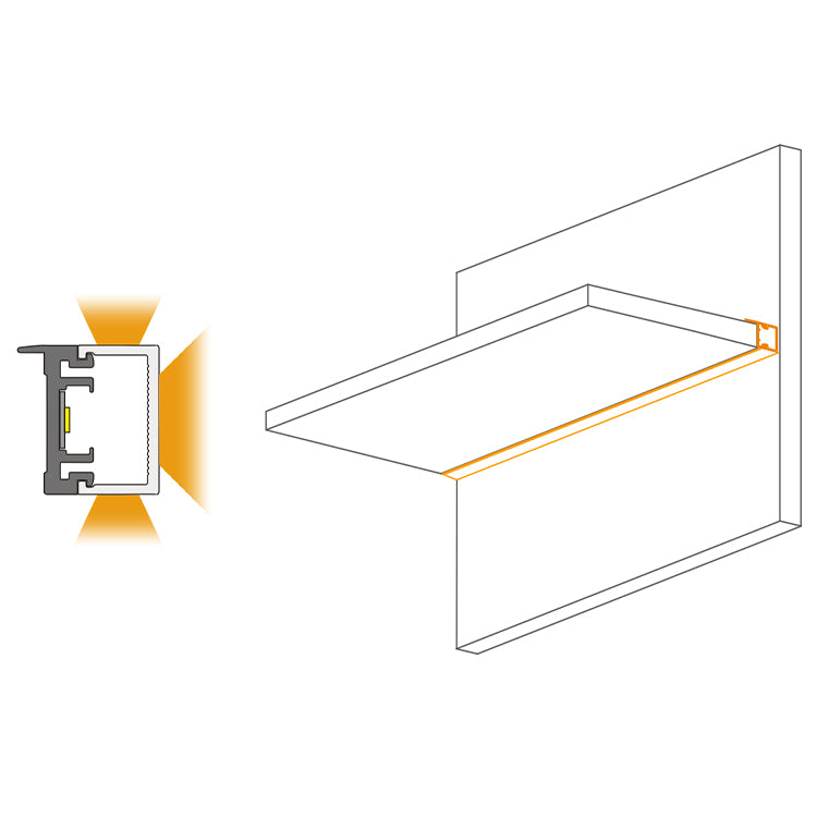 Back Shelf surface mounted Rigid Free cut linear series
