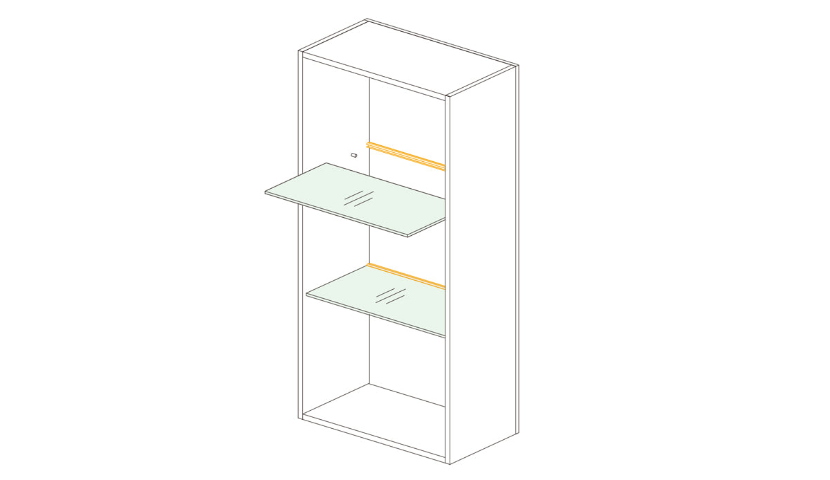 Glass Shelf Recessed mouned Rigid Free cut linear series